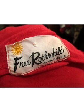 Fred Rothschild True Vintage Dress sz 8 Red With Belt & Button Details 1970's
